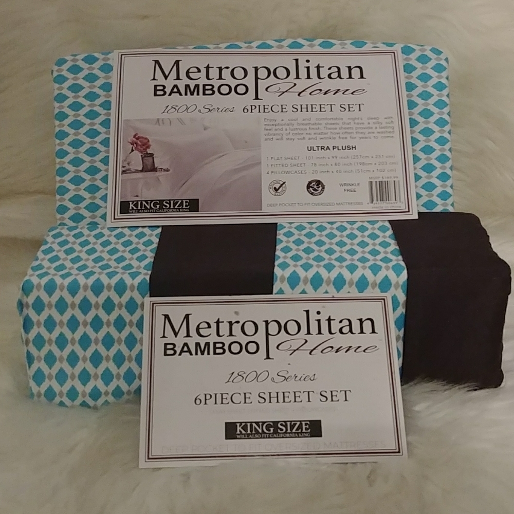 Metropolitan Bamboo King Turq Printed Sheet Set